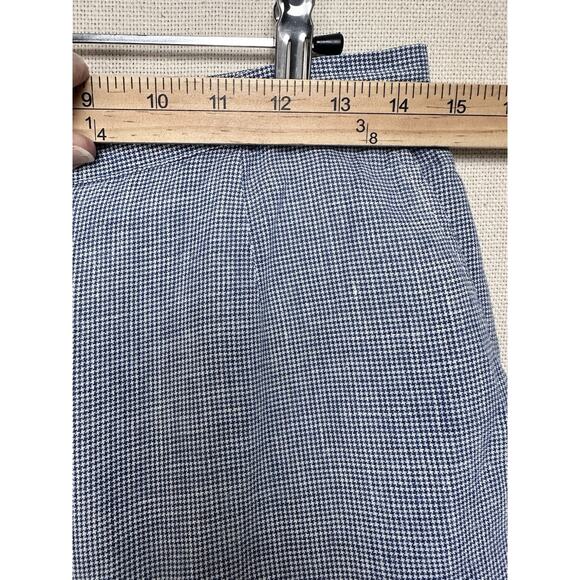 Talbots Size 12 100% Irish Linen Crop Pants Blue White Checked Beach Preppy - Picture 8 of 13